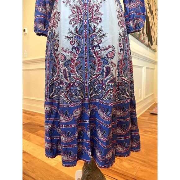 Loft Paisley Midi Shirt Dress - Blue & Purple - Petite XS - Picture 7 of 10